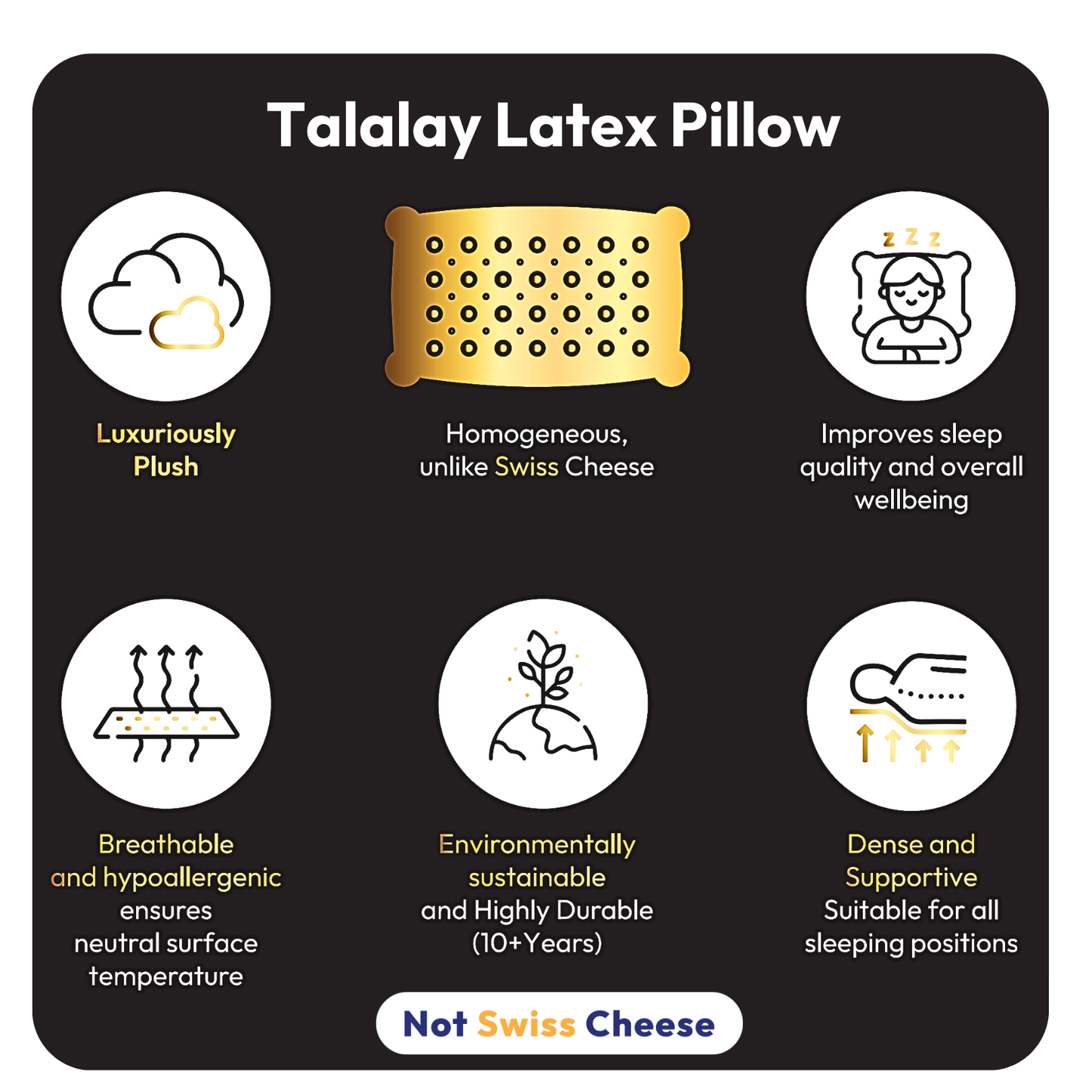 Talalay-Latex-Kissen - Luxuriös weich und atmungsaktiv 40x70cm Queen Size, mittelweich